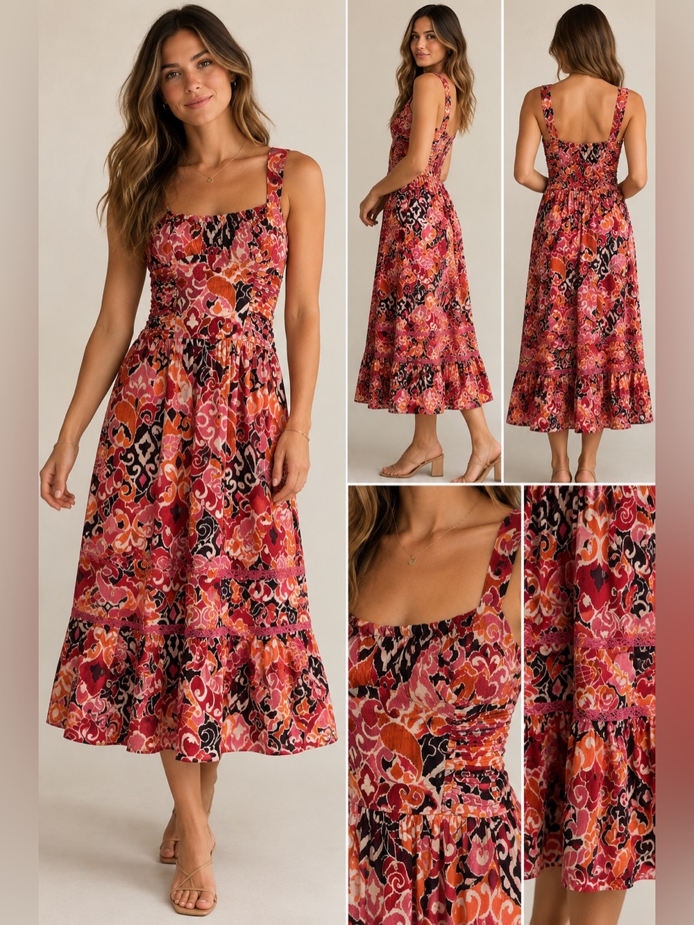 We’re All Pretty Girls (W.A.P.G) Madrid Dress Rust Floral Dress Size M NWT
